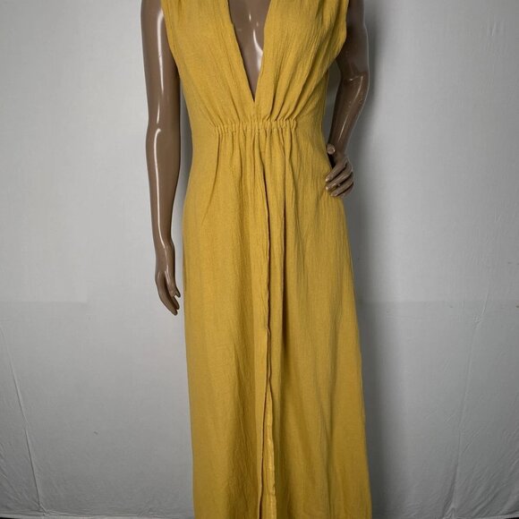 Spiritum Tulum Women’s Karlita Boho V-Neck Maxi Dress – Mustard Yellow One Size - Picture 1 of 7